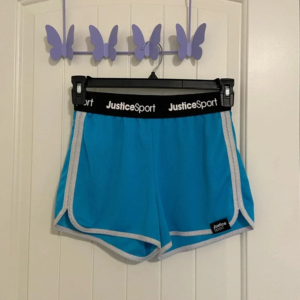 EUC | Justice Sport girl’s bright blue pull on breathable active shorts — XL